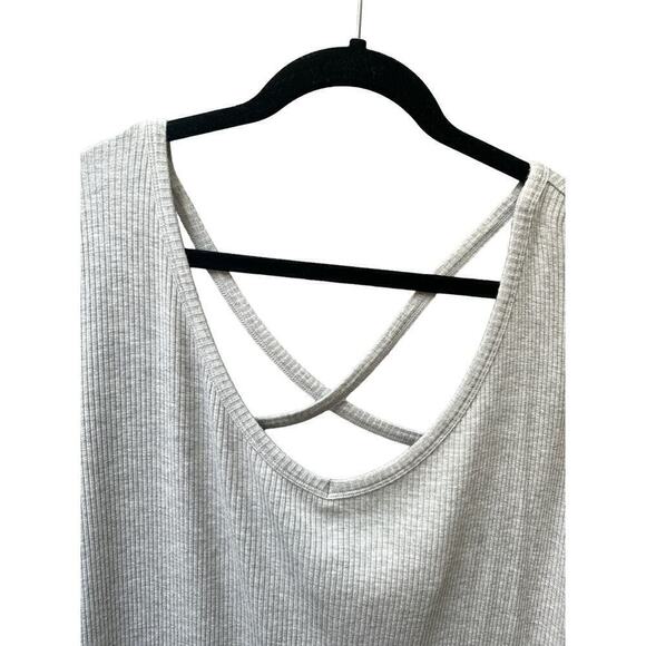 UNIQUELY Lorna Jane Women's Criss Cross Ribbed Soft Open Back Shirt Size XL Gray - Picture 6 of 10